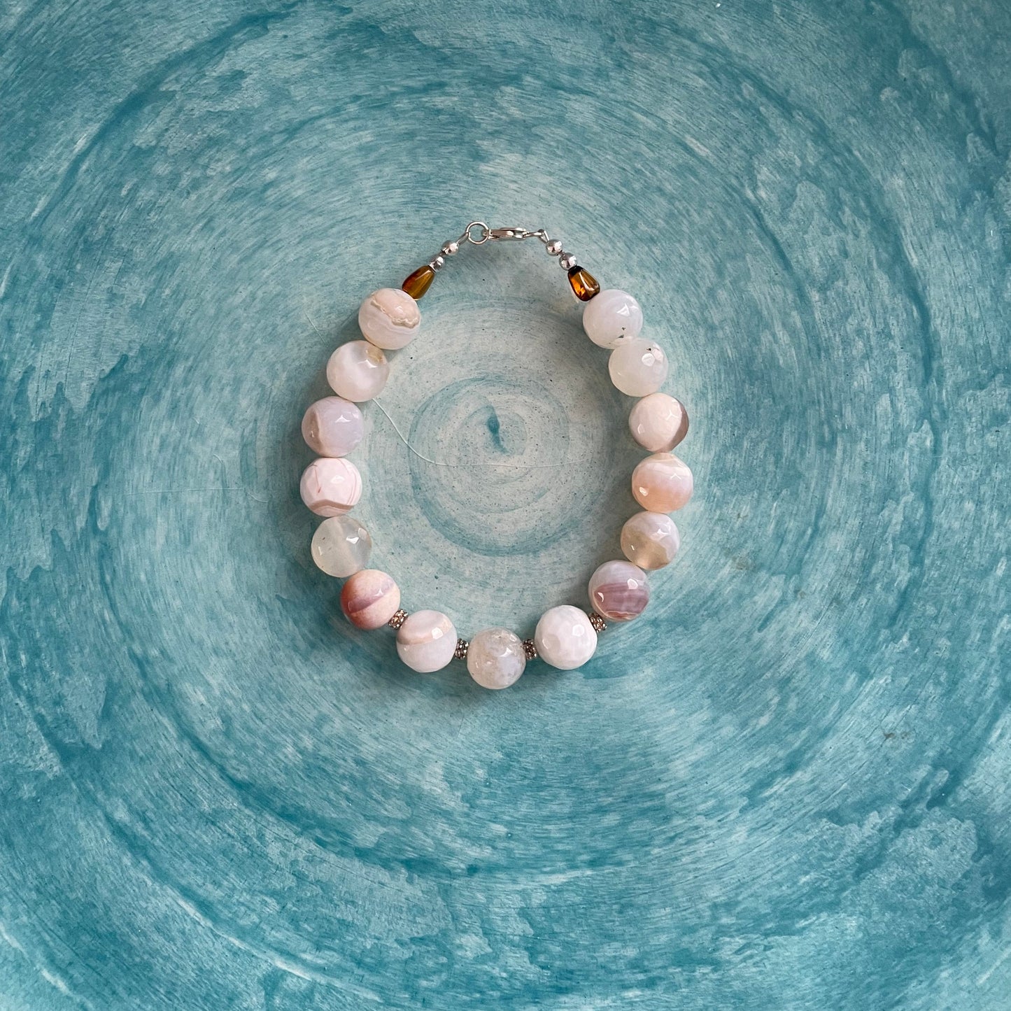 White Agate Bracelet with Sterling Silver