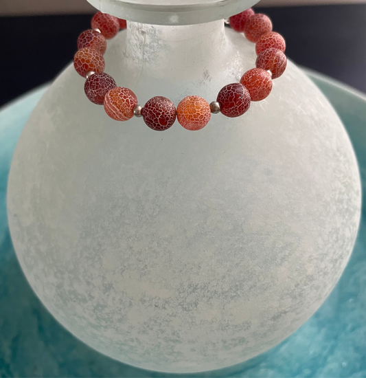 New! Red Dragon Vein Agate Bracelet with Sterling Silver