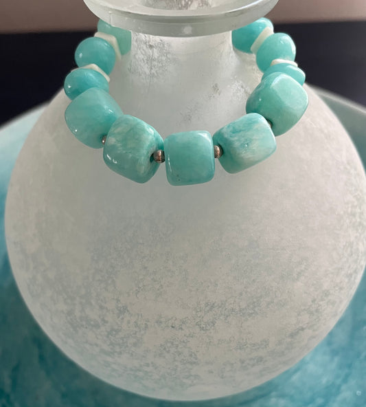 New! Peruvian Amazonite Bracelet with Sterling Silver