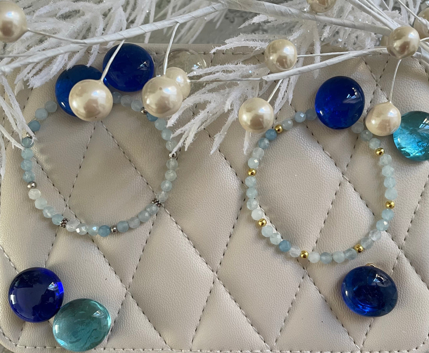 Aquamarine Bead Bracelet - Light Blue