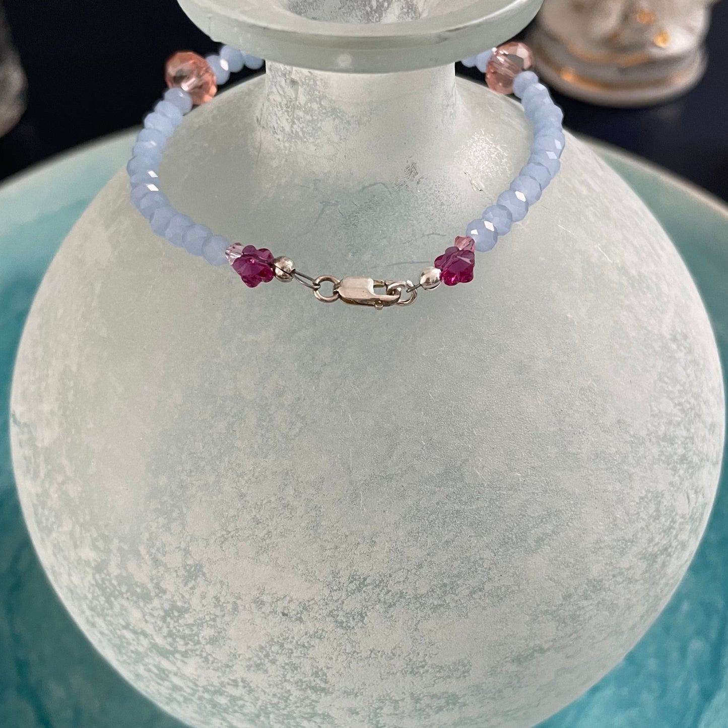 Glass Bracelet with Sterling Silver