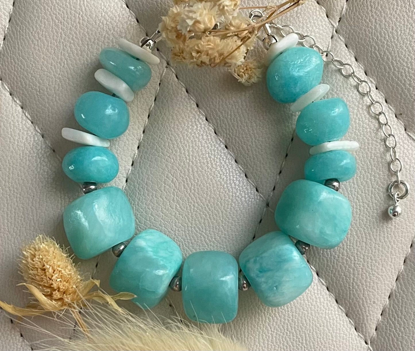 New! Peruvian Amazonite Bracelet with Sterling Silver