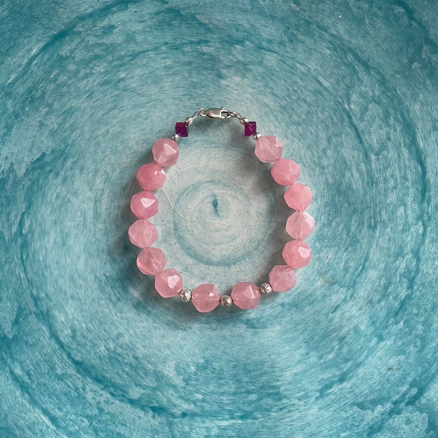 Rose Quartz Bracelet with Sterling Silver