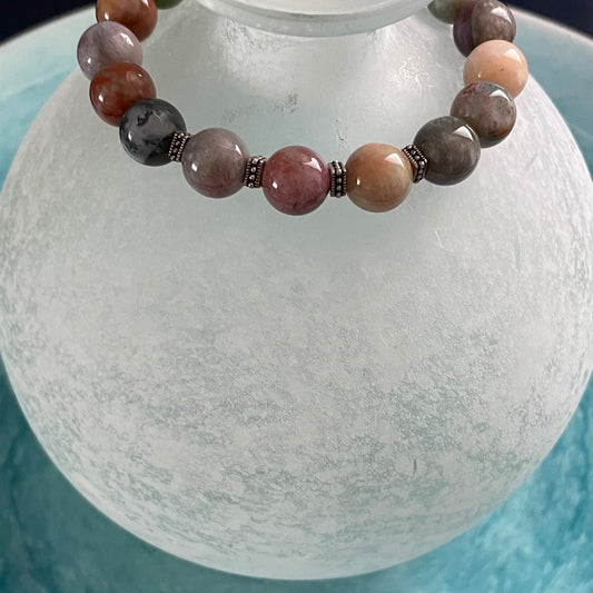 Multicolor Agate Bracelet with Sterling Silver