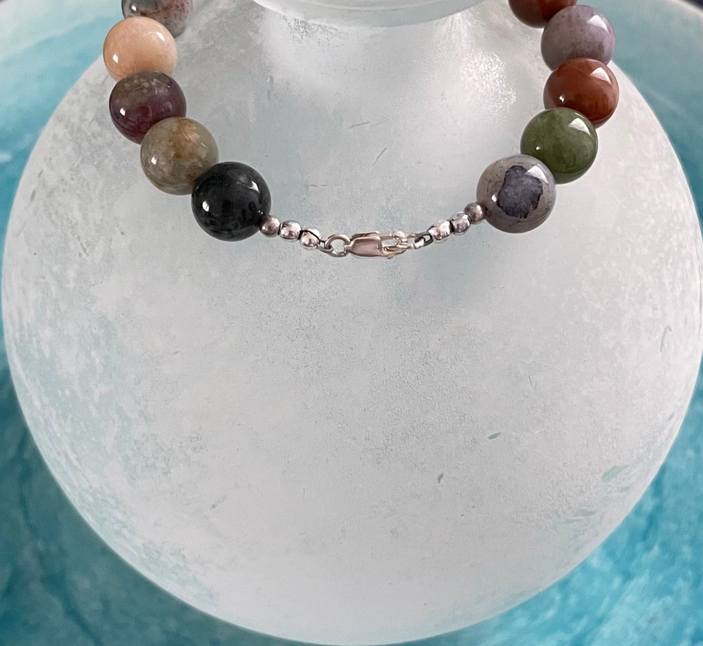 Multicolor Agate Bracelet with Sterling Silver