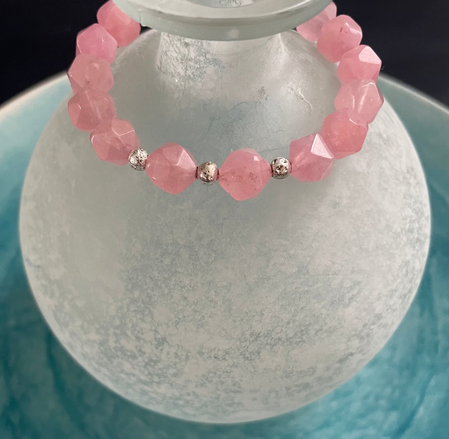 Rose Quartz Bracelet with Sterling Silver