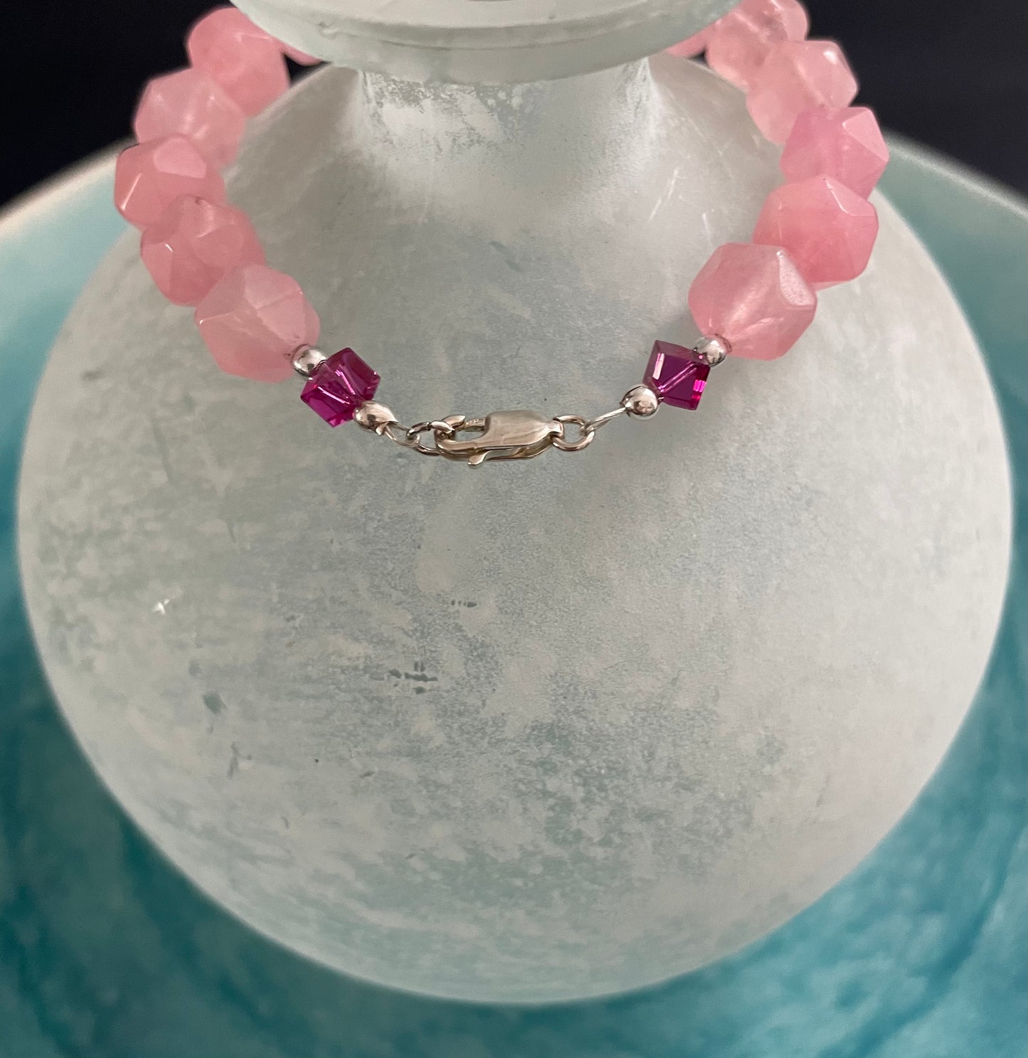 Rose Quartz Bracelet with Sterling Silver