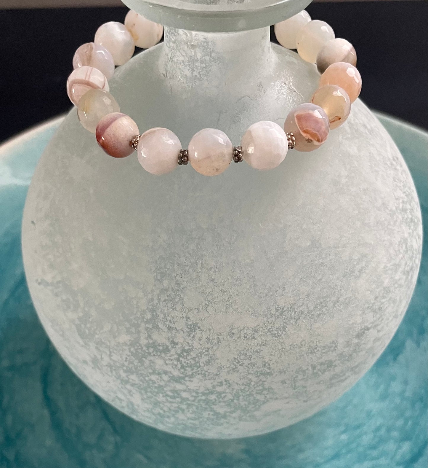 White Agate Bracelet with Sterling Silver