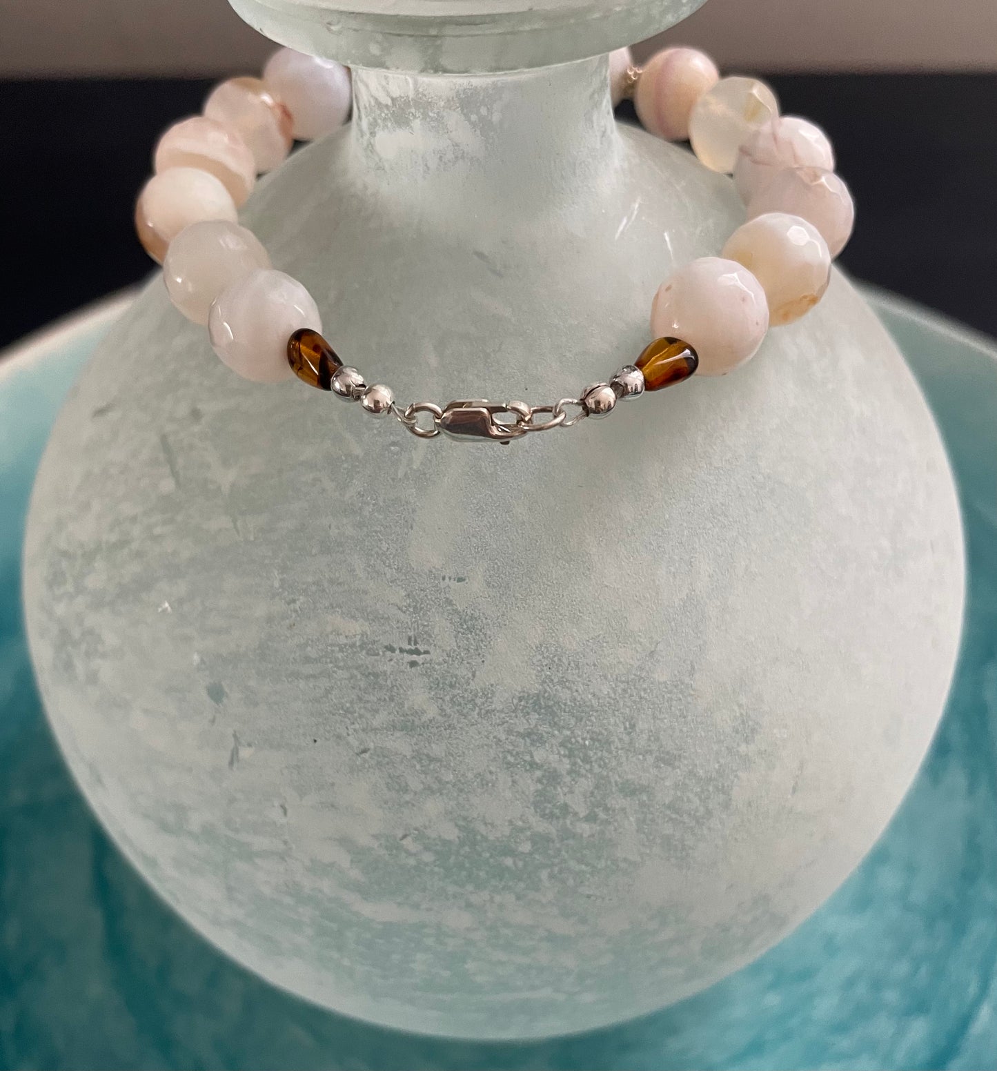 White Agate Bracelet with Sterling Silver